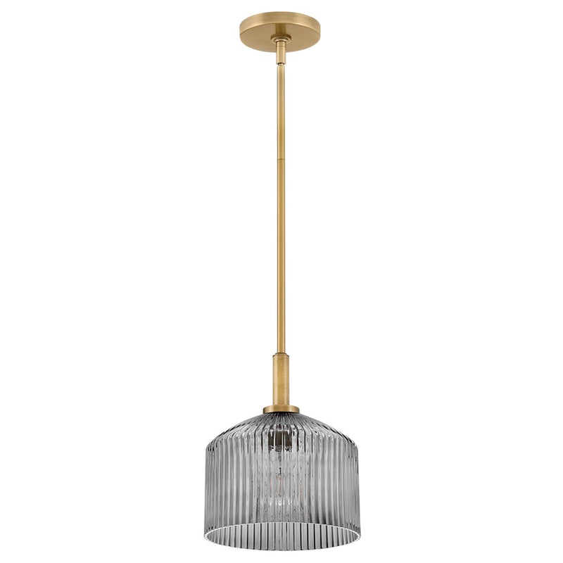 Lark Lisette 1 Light Small Pendant, Lacquered Brass/Smoke