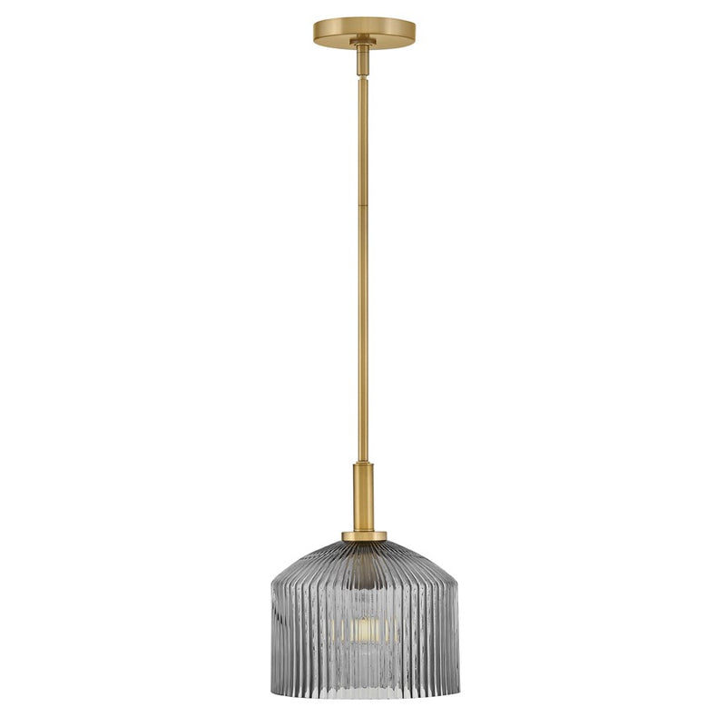 Lark Lisette 1 Light Small Pendant, Lacquered Brass/Smoke