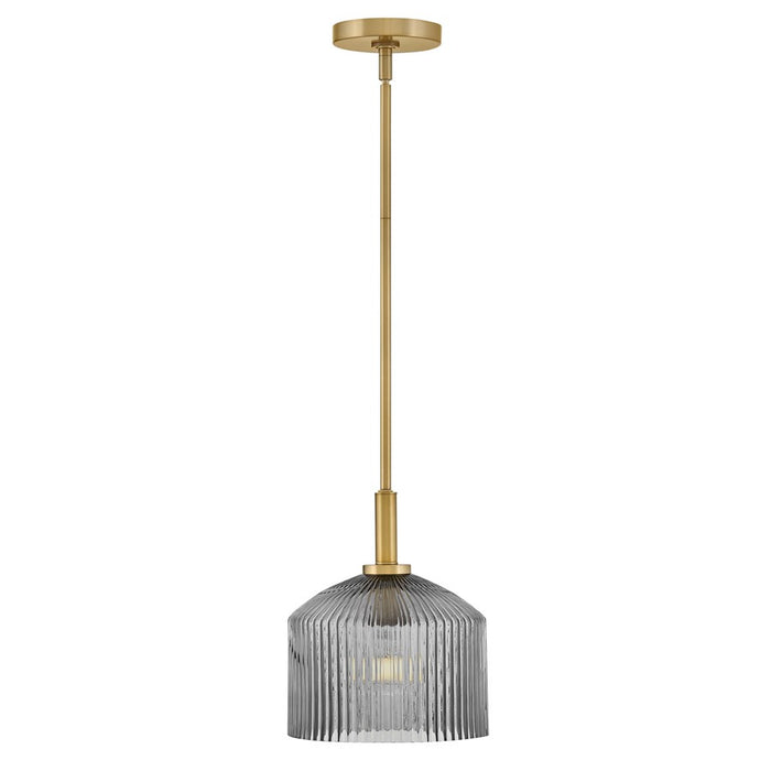 Lark Lisette 1 Light Small Pendant, Lacquered Brass/Smoke