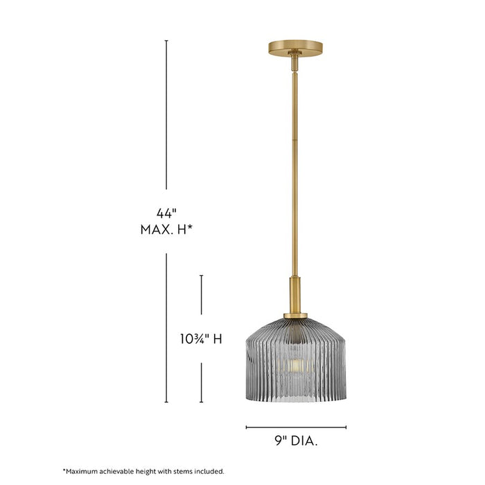 Lark Lisette 1 Light Small Pendant, Lacquered Brass/Smoke