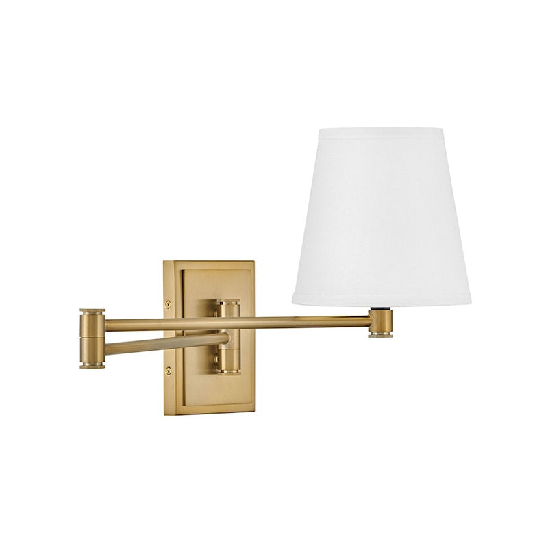 Lark Beale 14in 1-Light Wall Sconce | Classic Lacquered Brass Steel and White Linen Shade | Living Room & Bedroom Accent Light | 14 x 7 x | Model 83772LCB