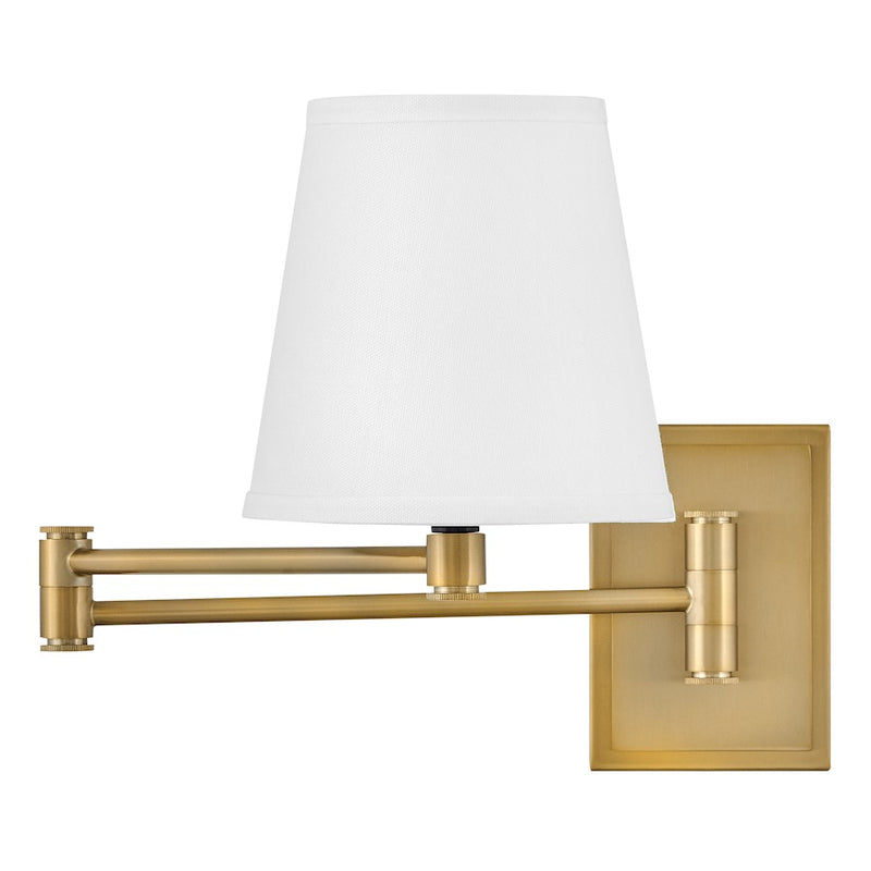 Lark Beale 14in 1-Light Wall Sconce | Classic Lacquered Brass Steel and White Linen Shade | Living Room & Bedroom Accent Light | 14 x 7 x | Model 83772LCB