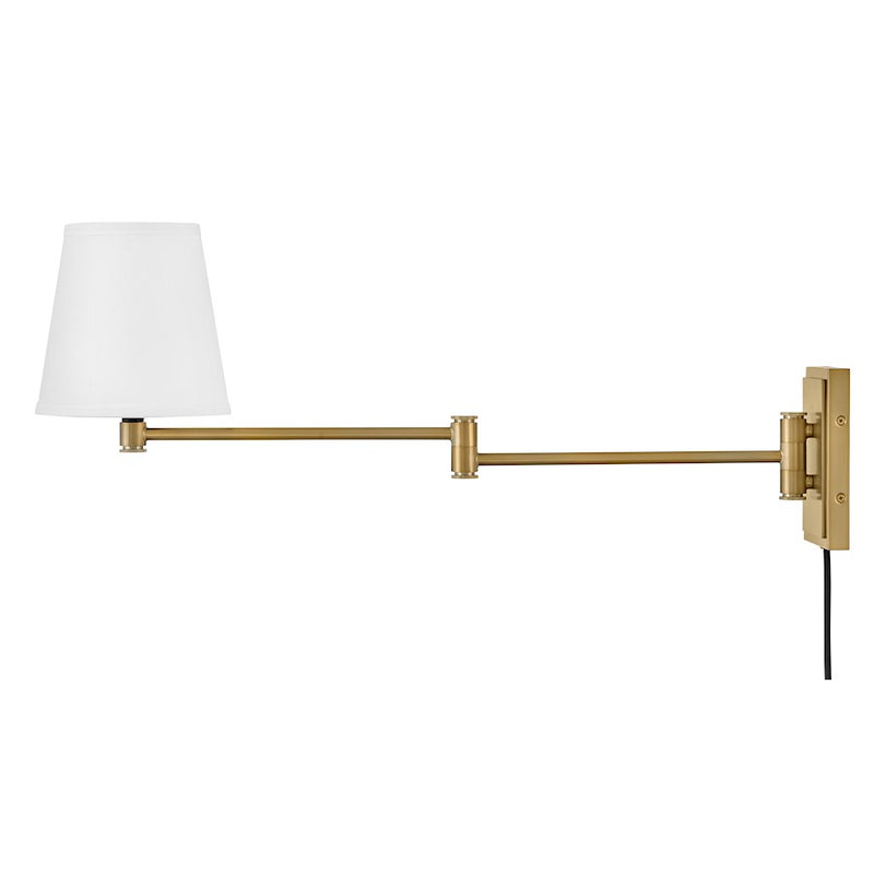 Lark Beale 14in 1-Light Wall Sconce | Classic Lacquered Brass Steel and White Linen Shade | Living Room & Bedroom Accent Light | 14 x 7 x | Model 83772LCB
