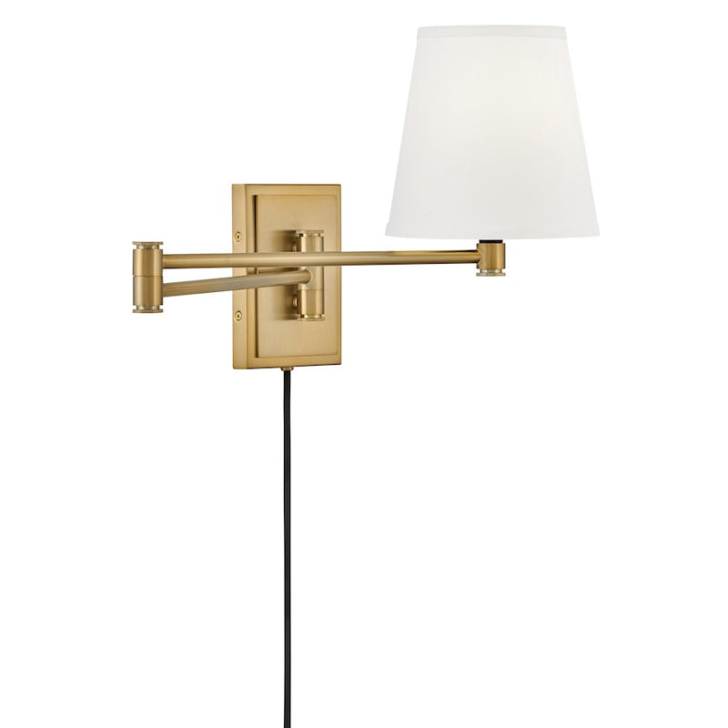 Lark Beale 14in 1-Light Wall Sconce | Classic Lacquered Brass Steel and White Linen Shade | Living Room & Bedroom Accent Light | 14 x 7 x | Model 83772LCB
