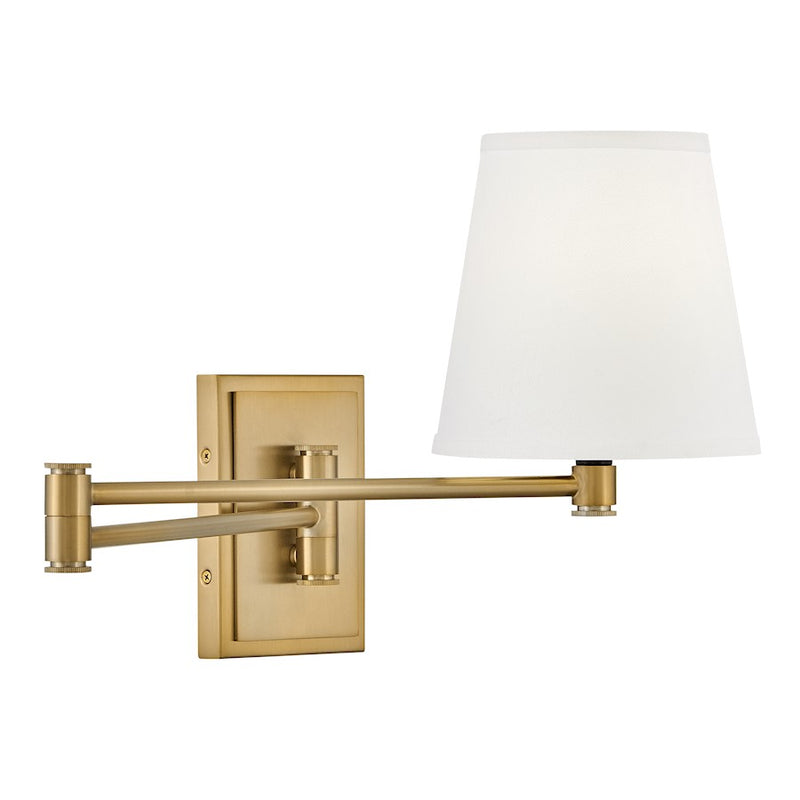 Lark Beale 14in 1-Light Wall Sconce | Classic Lacquered Brass Steel and White Linen Shade | Living Room & Bedroom Accent Light | 14 x 7 x | Model 83772LCB