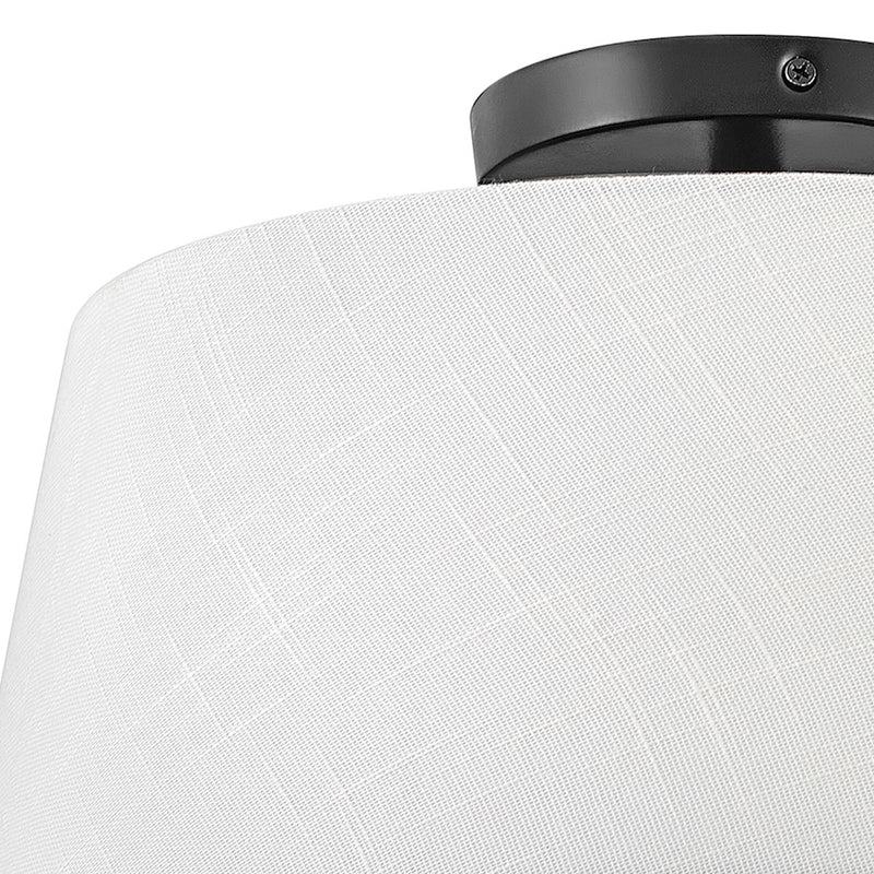 Lark Beale 14in 2-Light Flush Mount | Transitional Black Steel and White Linen Acrylic | Bedroom & Hallway Ambient Light | 14 x 14 x 8 in | Model 83773BK