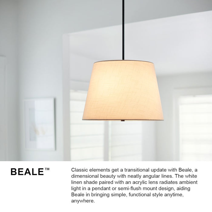 Lark Beale 2 Light Medium Flush Mount, Black/Acrylic Lens