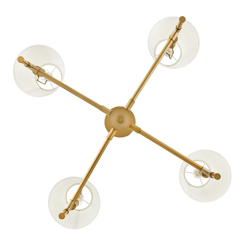 Lark Beale 28in 4-Light Chandelier | Classic Lacquered Brass Steel and White Linen Shade | Kitchen Island & Dining Room | 28 x 28 x 13 in | Model 83774LCB