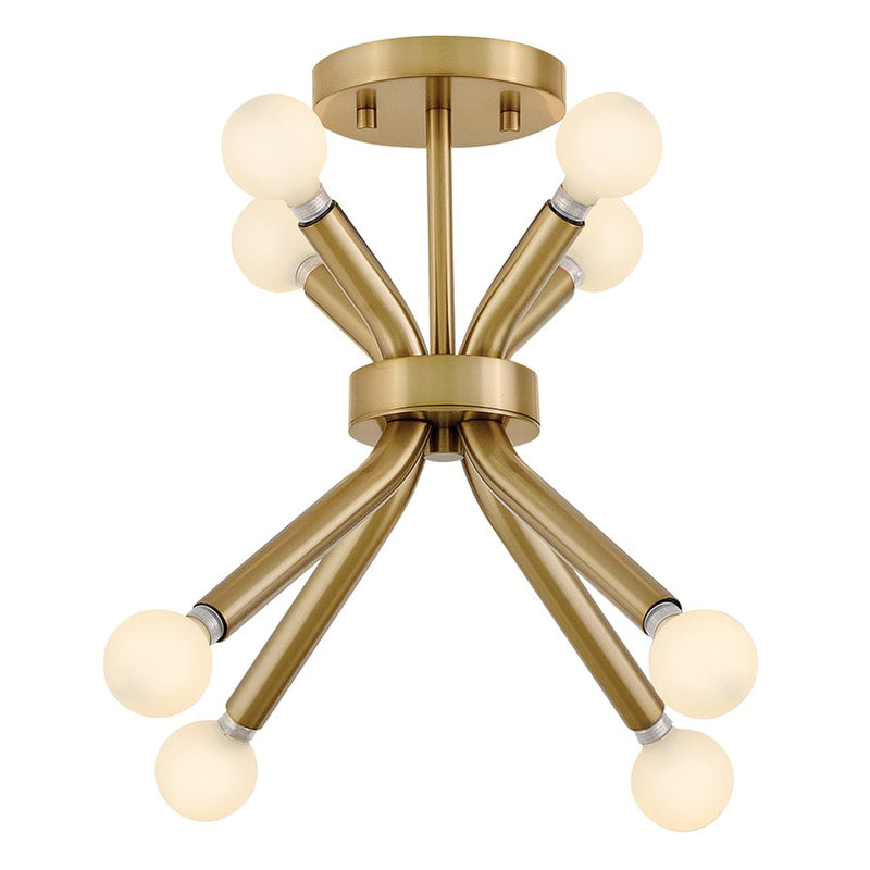 Lark Axton 12in 8-Light Convertible Pendant | Midcentury Lacquered Brass Steel | Living Room & Dining Room | 12.5 x 12.5 x 12 in | Model 83853LCB