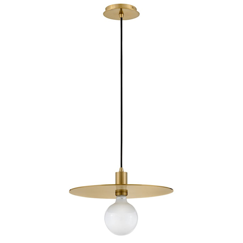 Lark Lulu 15in 1-Light Pendant | Modern Lacquered Brass Steel and Black Fabric Cord | Kitchen Island & Dining Room | 15 x 15 x 4 in | Model 83884LCB