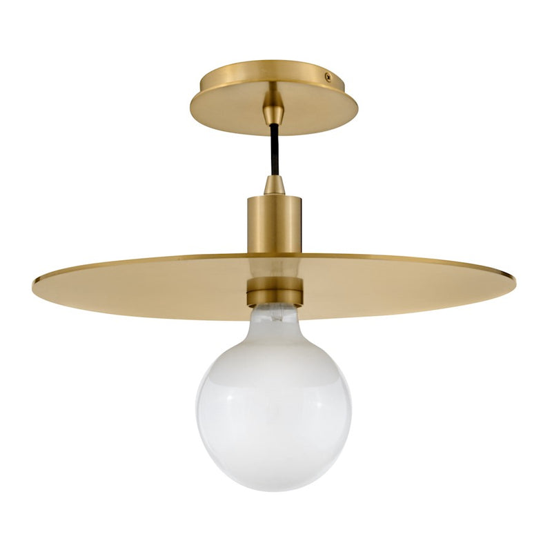 Lark Lulu 15in 1-Light Pendant | Modern Lacquered Brass Steel and Black Fabric Cord | Kitchen Island & Dining Room | 15 x 15 x 4 in | Model 83884LCB