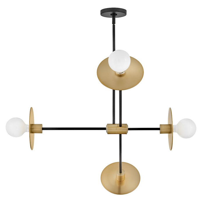 Lark Lulu 4 Light Medium Chandelier, Lacquered Brass