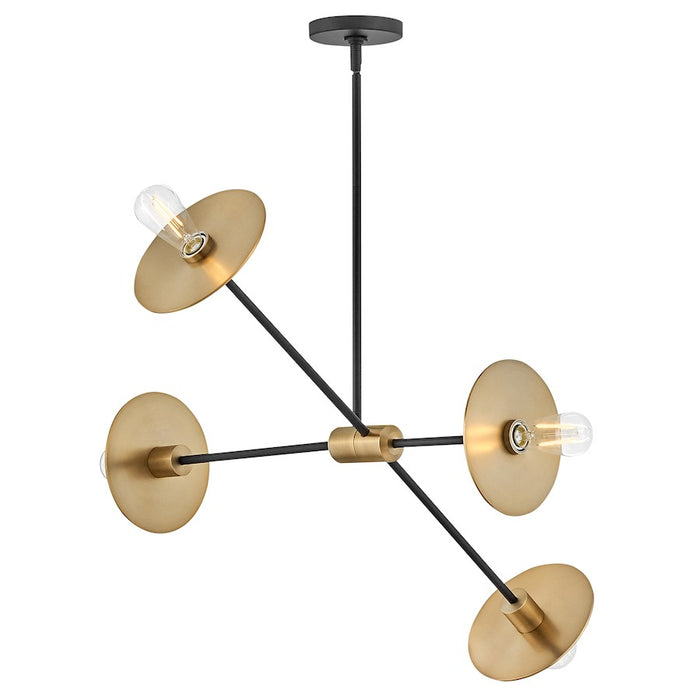 Lark Lulu 4 Light Medium Chandelier, Lacquered Brass