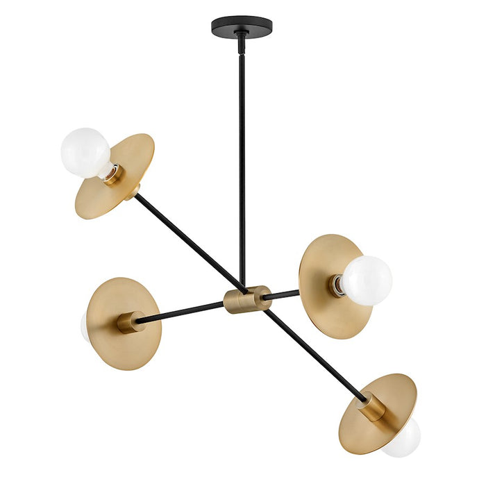 Lark Lulu 4 Light Medium Chandelier, Lacquered Brass