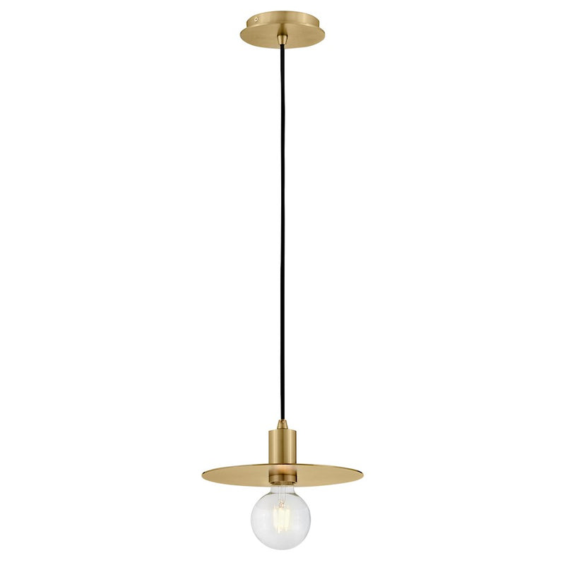 Lark Lulu 10in 1-Light Small Pendant | Modern Lacquered Brass Steel and Black Fabric Cord | Kitchen Island & Dining Room | 5.75-68.75 in H | Model 83887LCB