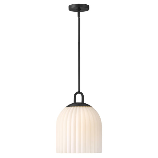 Hinkley Paige 11in 1-Light Pendant | Transitional Black Steel and Etched Opal Glass | Kitchen Island & Dining Room | 11 x 11 x 14 in | Model 83897BK