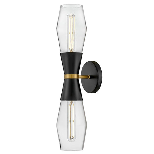 Lark Livie 2 Light Large Sconce, Black/Clear - 83902BK