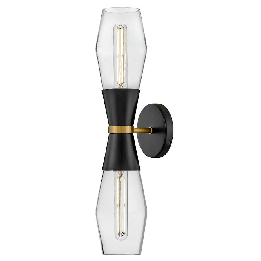 Lark Livie 2 Light Large Sconce, Black/Clear - 83902BK