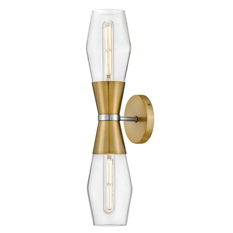 Lark Livie 2 Light Large Sconce, Lacquered Brass/Clear - 83902LCB