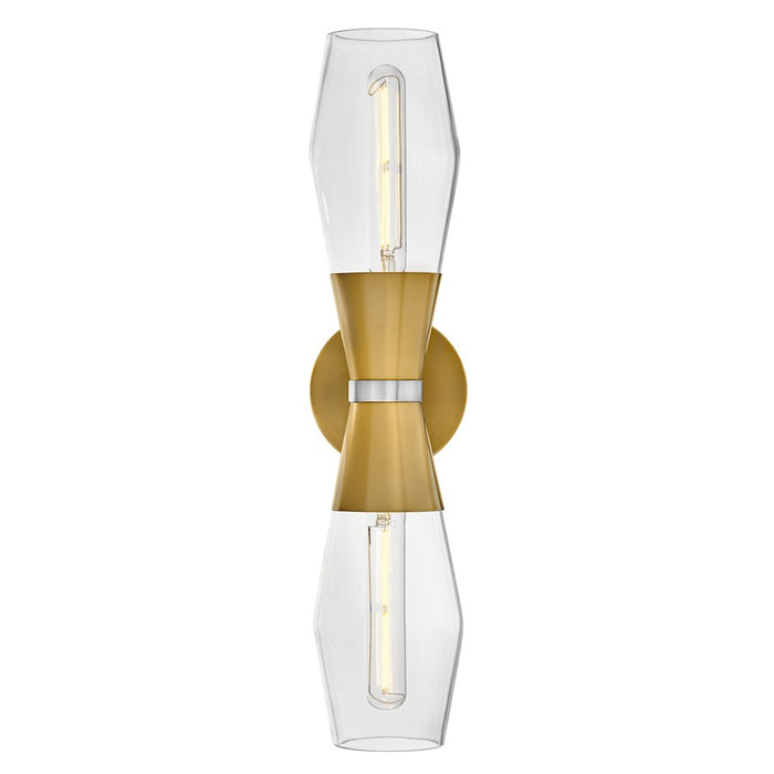 Lark Livie 2 Light Large Sconce, Lacquered Brass/Clear