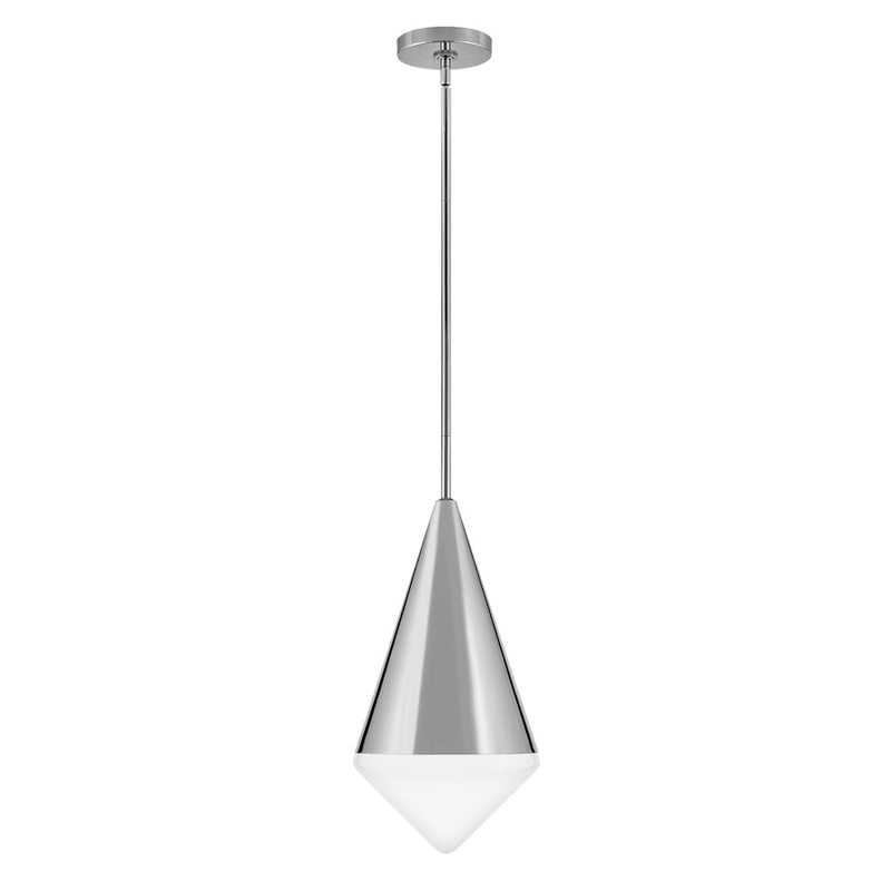 Lark Betty 18in 1-Light Pendant | Mid-Century Modern Black Steel and Cased Opal Glass | Kitchen Island & Dining Room | 9.5 x 9.5 x 18 in | Model 84127BK