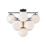 Lark Julep 9 Light 24" Flush Mount, Black/Etched Opal - 84201BK