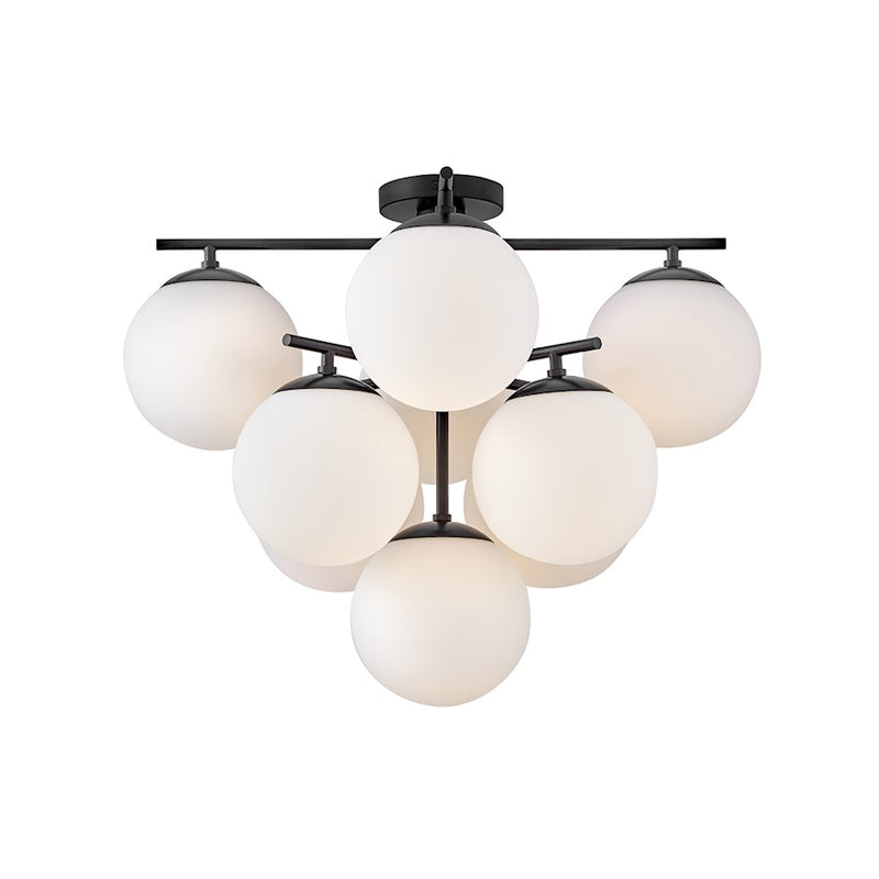 Lark Julep 9 Light 24" Flush Mount, Black/Etched Opal - 84201BK
