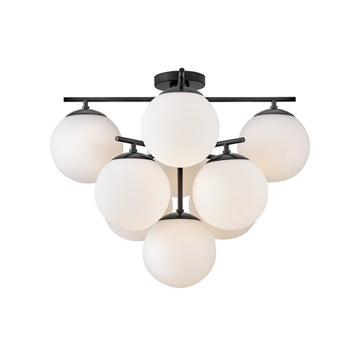 Lark Julep 9 Light 24" Flush Mount, Black/Etched Opal - 84201BK