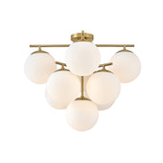 Lark Julep 9 Light 24" Flush Mount, Lacquered Brass/Etched Opal - 84201LCB