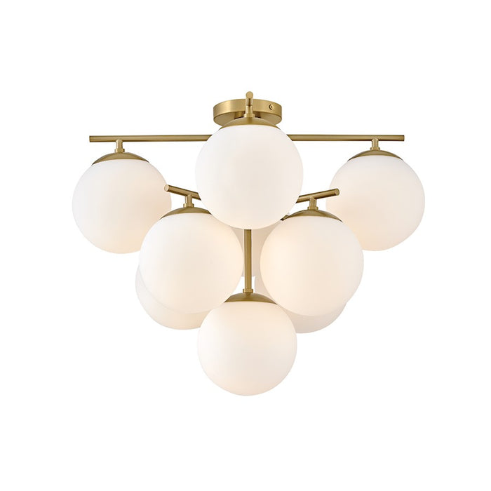 Lark Julep 9 Light 24" Flush Mount, Lacquered Brass/Etched Opal - 84201LCB