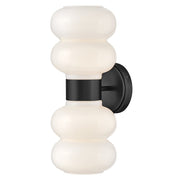 Lark Nadia 2 Light 8" Sconce, Black/Cased Opal - 84250BK