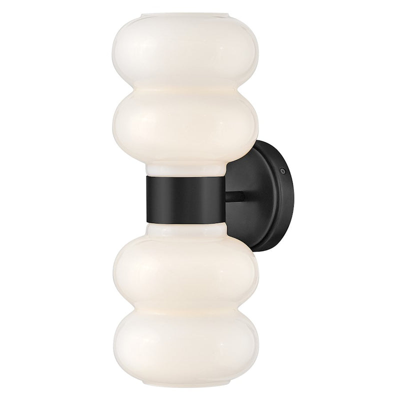 Lark Nadia 2 Light 8" Sconce, Black/Cased Opal - 84250BK