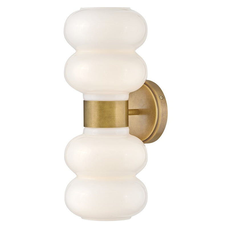 Lark Nadia 2 Light 8" Sconce, Lacquered Brass/Cased Opal