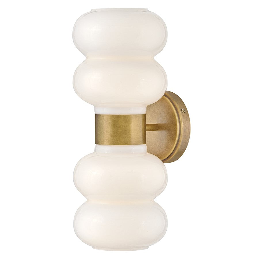 Lark Nadia 2 Light 8" Sconce, Lacquered Brass/Cased Opal - 84250LCB