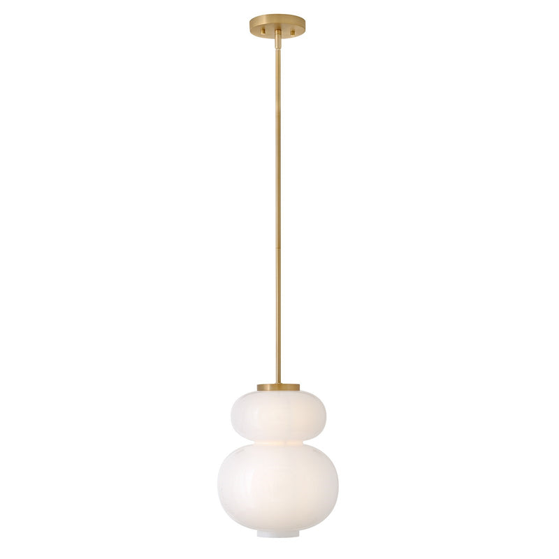Hinkley Nadia 11in 1-Light Pendant | Transitional Lacquered Brass Steel and Cased Opal Glass | Kitchen Island & Dining Room | 11 x 11 x | Model 84257LCB
