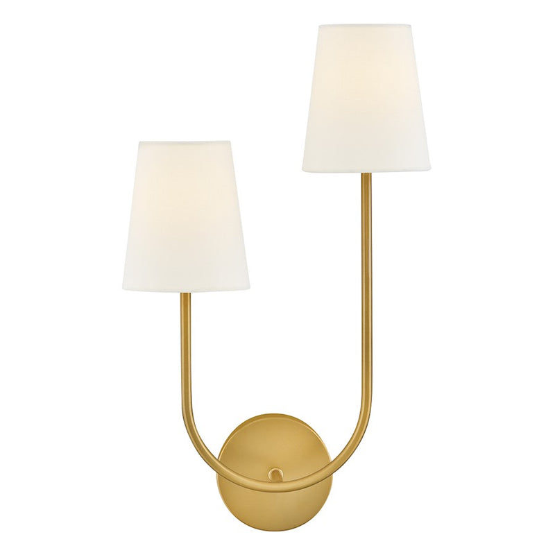 Lark Cora 2 Light Sconce, Lacquered Brass