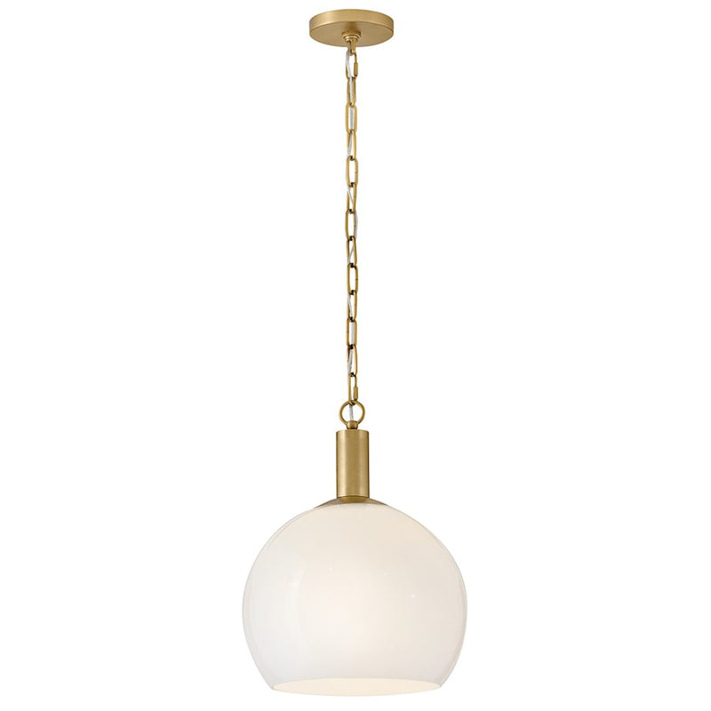 Lark Rivi 1 Light 13" Pendant, Lacquered Brass/Cased Opal