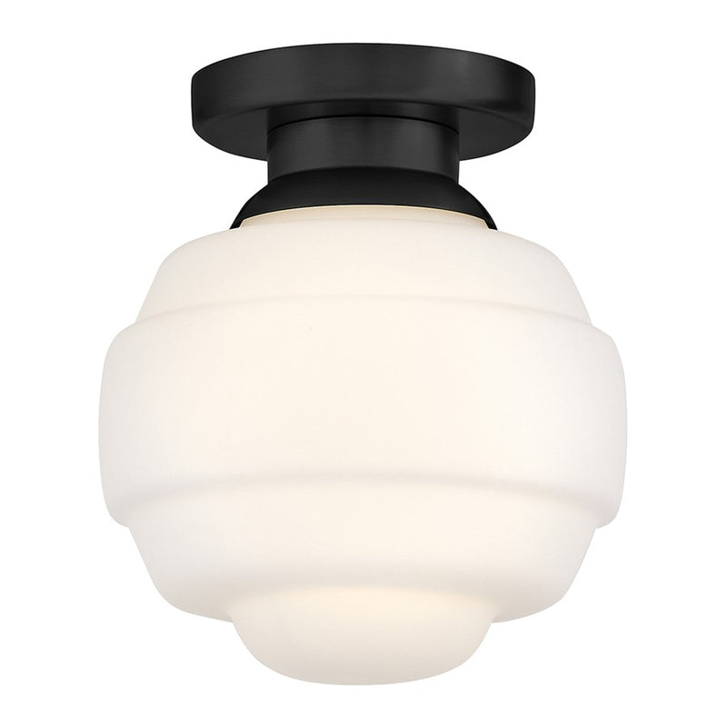 Lark Penny 1 Light Extra Small Flush Mount, Black/Etched Opal - 84321BK