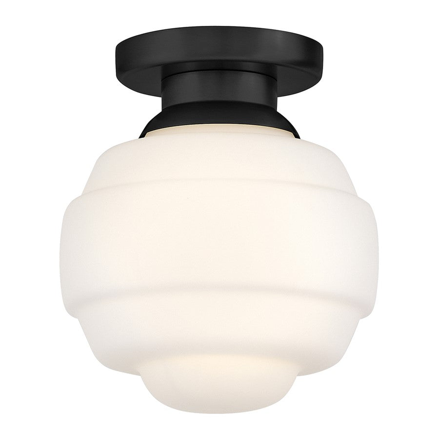 Lark Penny 1 Light Extra Small Flush Mount, Black/Etched Opal - 84321BK