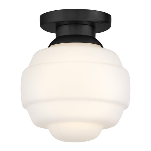 Lark Penny 1 Light Extra Small Flush Mount, Black/Etched Opal