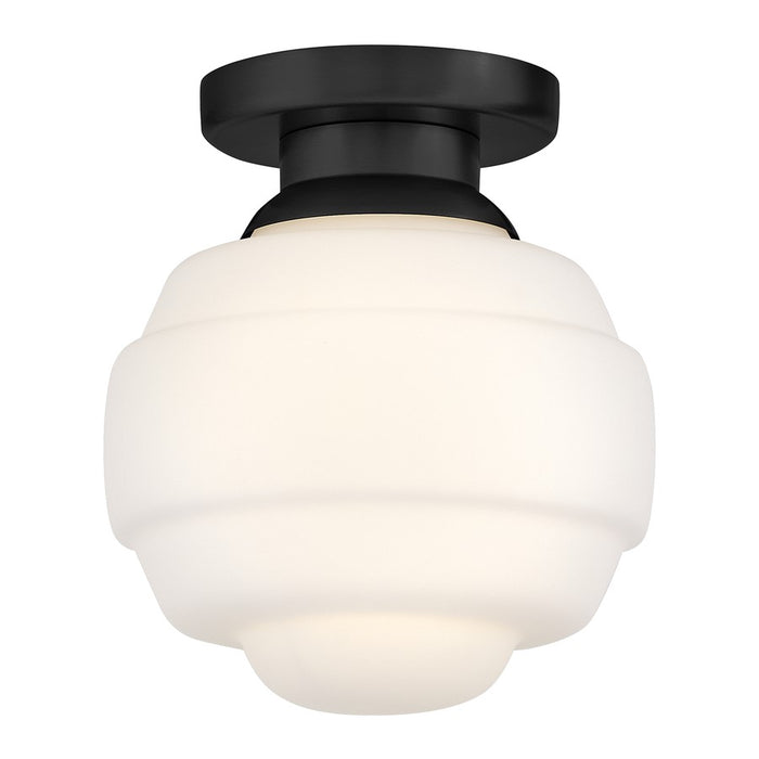 Lark Penny 1 Light Extra Small Flush Mount, Black/Etched Opal