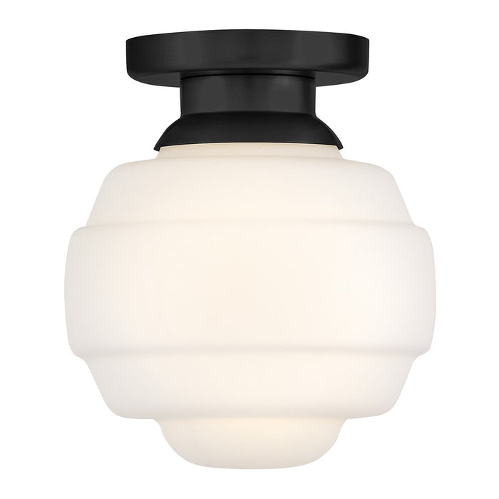 Lark Penny 1 Light Extra Small Flush Mount, Black/Etched Opal