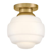 Lark Penny 1 Lt Extra Small Flush Mount, Lacquered Brass/Etched Opal - 84321LCB