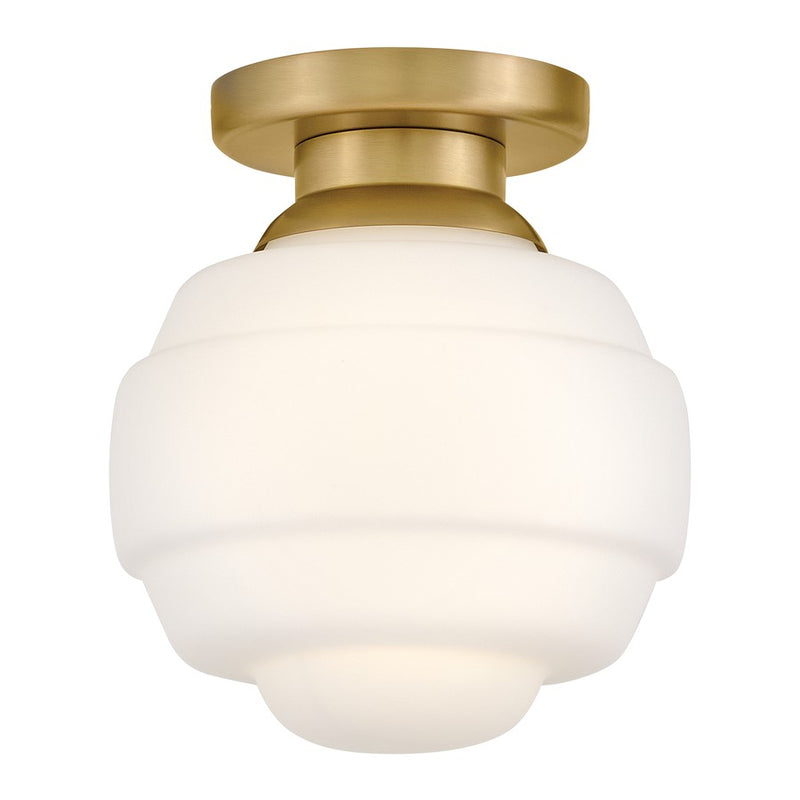 Lark Penny 1 Lt Extra Small Flush Mount, Lacquered Brass/Etched Opal