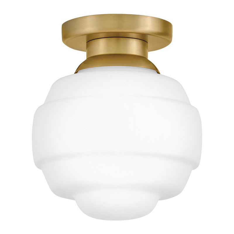 Lark Penny 1 Lt Extra Small Flush Mount, Lacquered Brass/Etched Opal