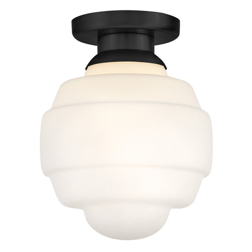 Lark Penny 1 Light Small Flush Mount, Black/Etched Opal