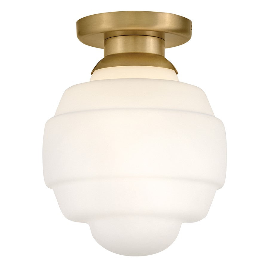 Lark Penny 1 Light Small Flush Mount, Lacquered Brass/Etched Opal - 84323LCB