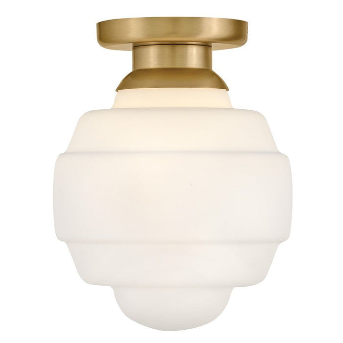 Lark Penny 1 Light Small Flush Mount, Lacquered Brass/Etched Opal