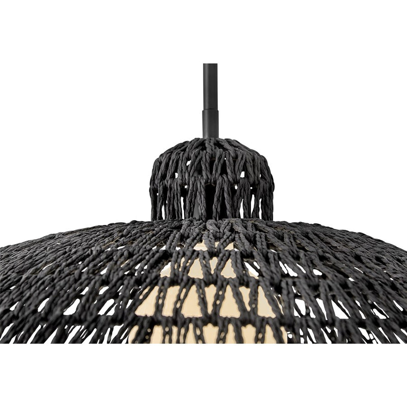 Lark Pismo 24in 1-Light Pendant | Coastal Black Steel and Natural Rattan | Kitchen Island & Dining Room | 24 x 24 x 9 in | Model 84337BK