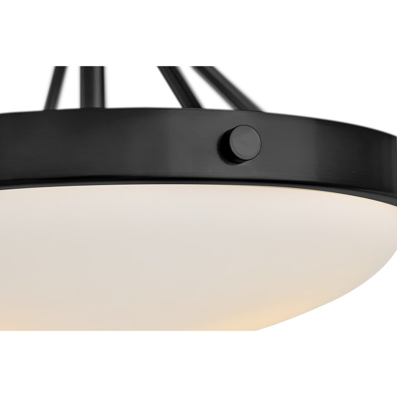 Lark Gus 14in 3-Light Semi-Flush Mount | Transitional Black Steel and Etched Opal Glass | Entryway & Hallway | 14 x 14 x 9 in | Model 84363BK
